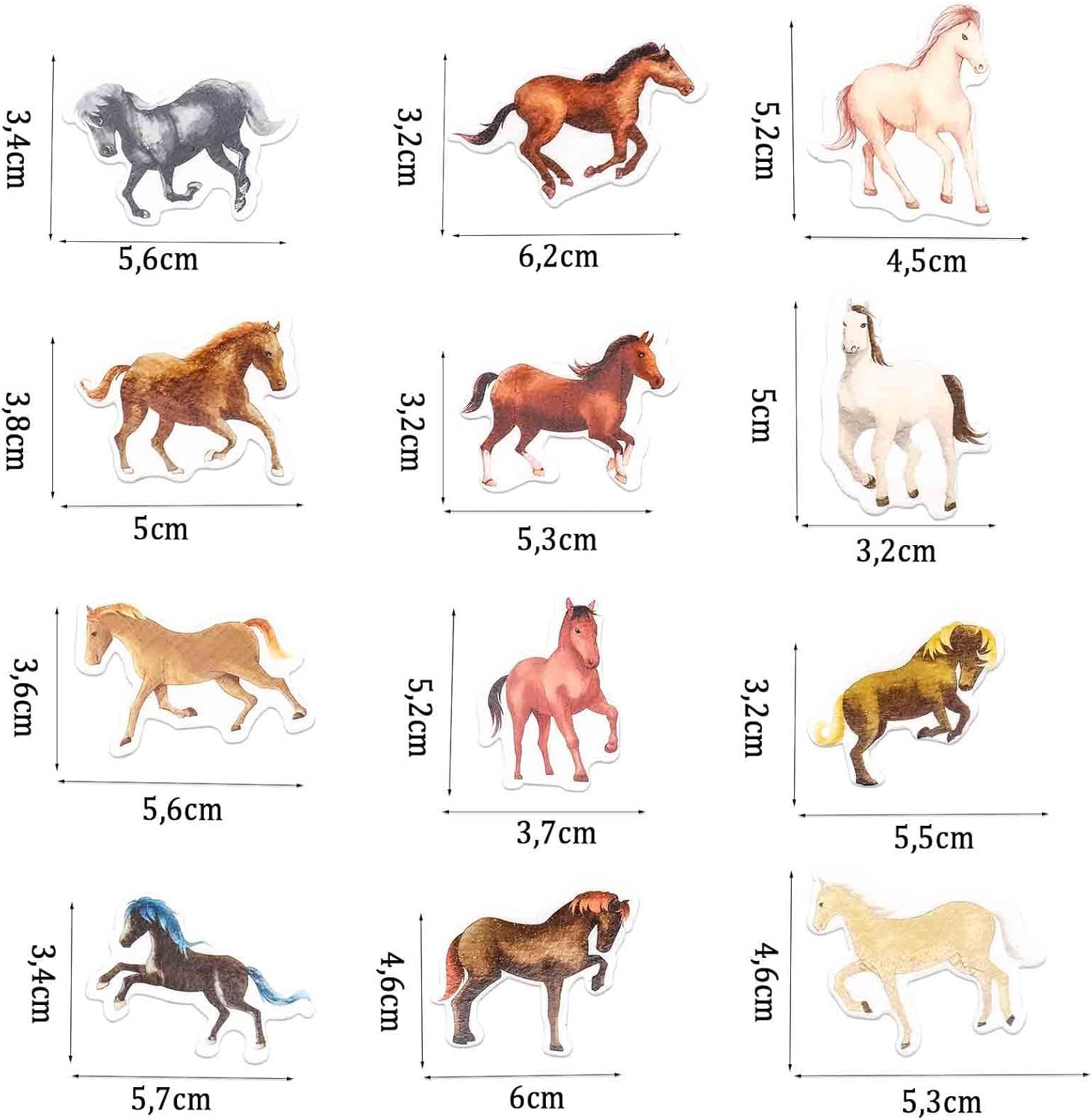 48 Stück Essbare Tortendeko Pferd,Kuchen Deko Essbar,Esspapier Pferd Tortendeko,Essbare Pferderennen Cupcake Topper,Pferderennen Muffin Deko Essbar für Geburtstag,Babyparty