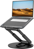 Laptop Ständer Höhenverstellbar mit 360° Drehbarer Basis, Ergonomisch Laptopständer, Laptop Erhoehung Fuer Schreibtisch, Standing Laptop Stand Computer Ständer mit MacBook Pro, Laptops 10–17"-Schwarz