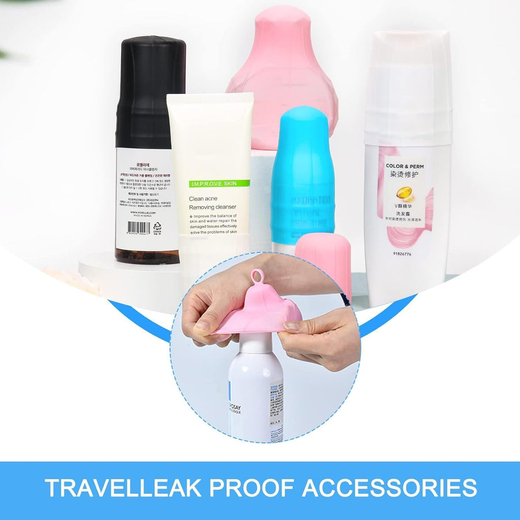 Elastische Hüllen für Auslaufsicherung,6PCS Reise Silikon Flaschenhüllen, Outdoor Reisen Elastische Hülle für Shampoo Duschgel Flaschen Schutzhülle,für Auslaufsicherung,Reisezubehör