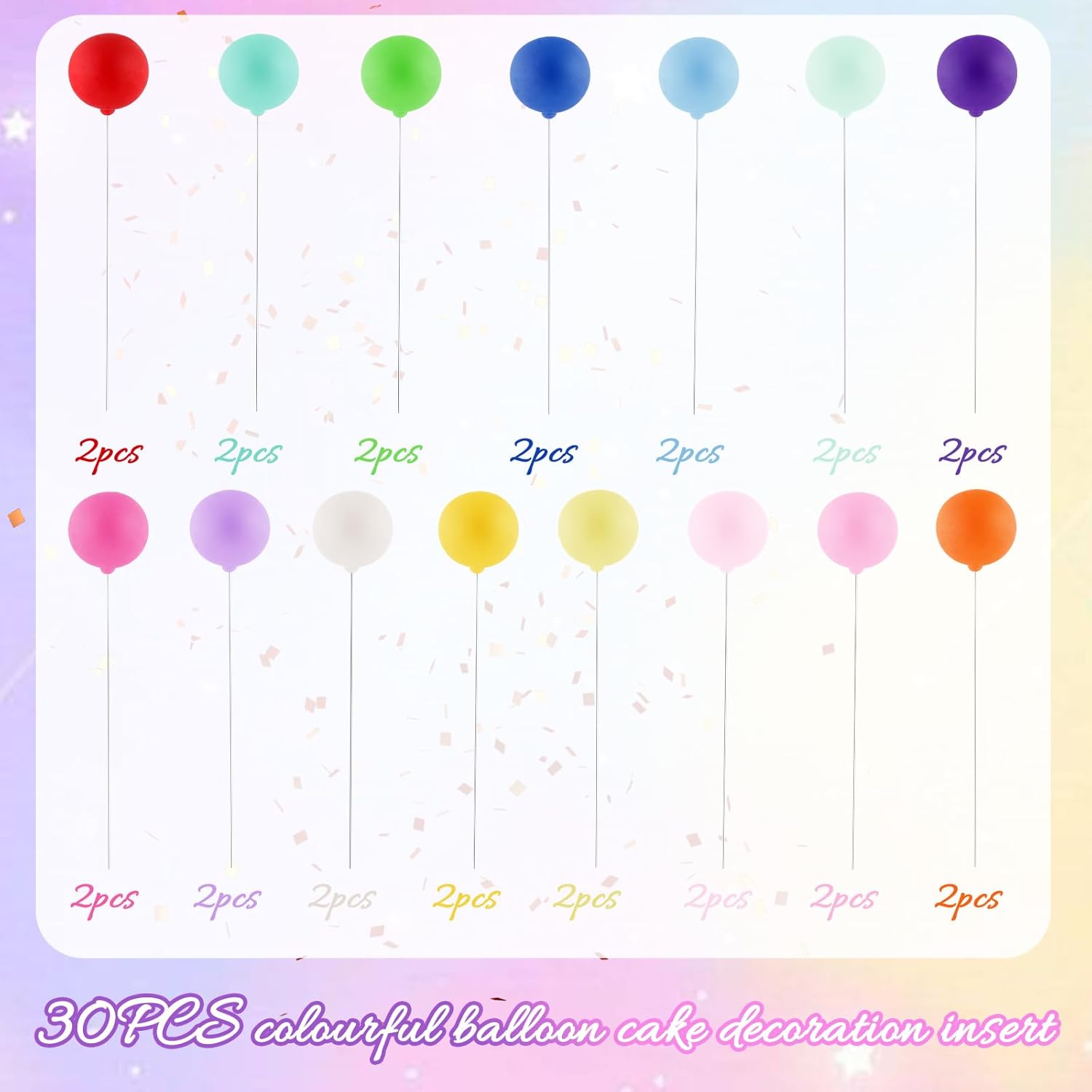 30 Stück Tortendeko Kugeln Bunte Kuchen Kugel Dekoration Regenbogen Mini Ballon Kuchenaufsätze Runde Ballon Cupcake Aufsätze Torten Deko für Geburtstagsfeier Hochzeit Jahrestag Babyparty