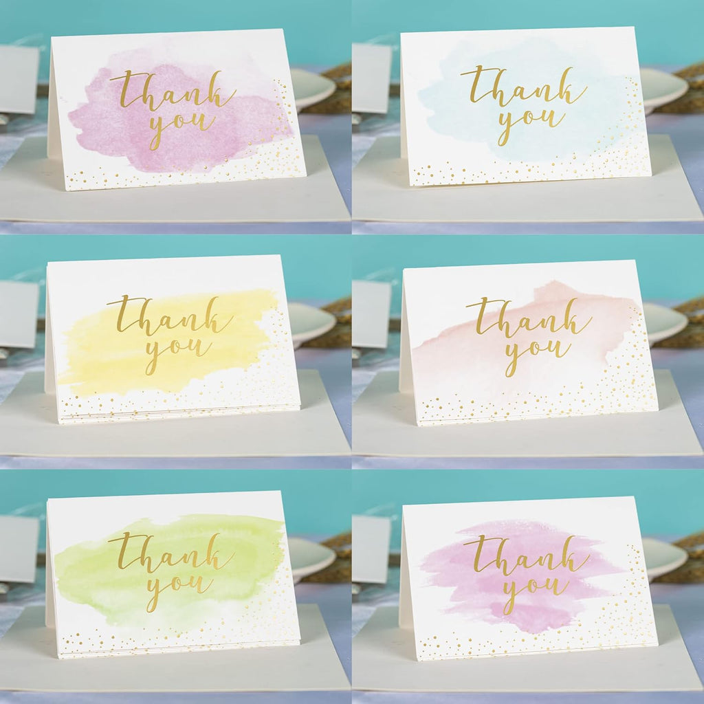 36 Stück Gold- und Aquarell-Dankeskarten mit 36 Umschlägen und Aufklebern, Babyparty, Dankeskarten, Hochzeit, Dankeskarten für Hochzeit, Babyparty, Brautparty