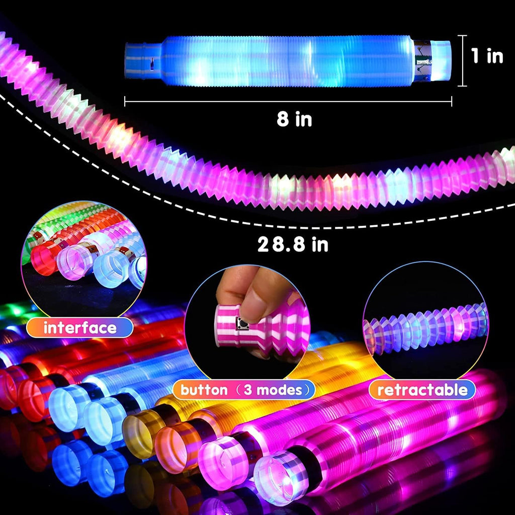 12 Stück Mitgebsel Kindergeburtstag 2022 LED Pop Tubes Fidget Toys Knicklichter Armbänder Party Deko Set Leuchtstäbe Buntes Festival Zubehör Sensorik Spielzeug Kleine Silvester Geschenke