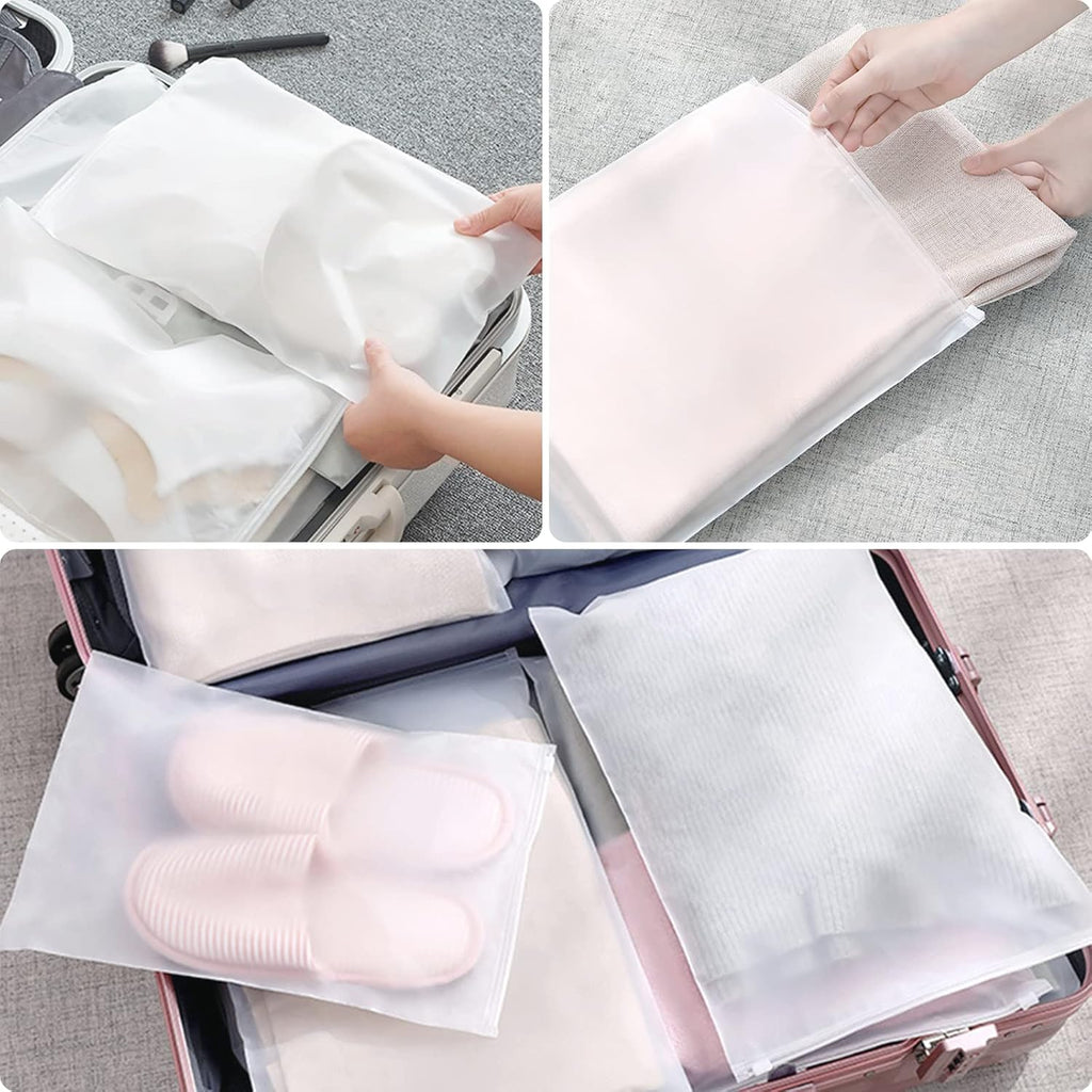 25 Stück Reisetaschen set Zip-Beutel Kunststoff-Reißverschluss-Reisetasche, Koffer Organizer Tasche, wiederverwendbare transparente Beutel zum Verpacken von Kleidung Unterwäsche Schuhen Kosmetik