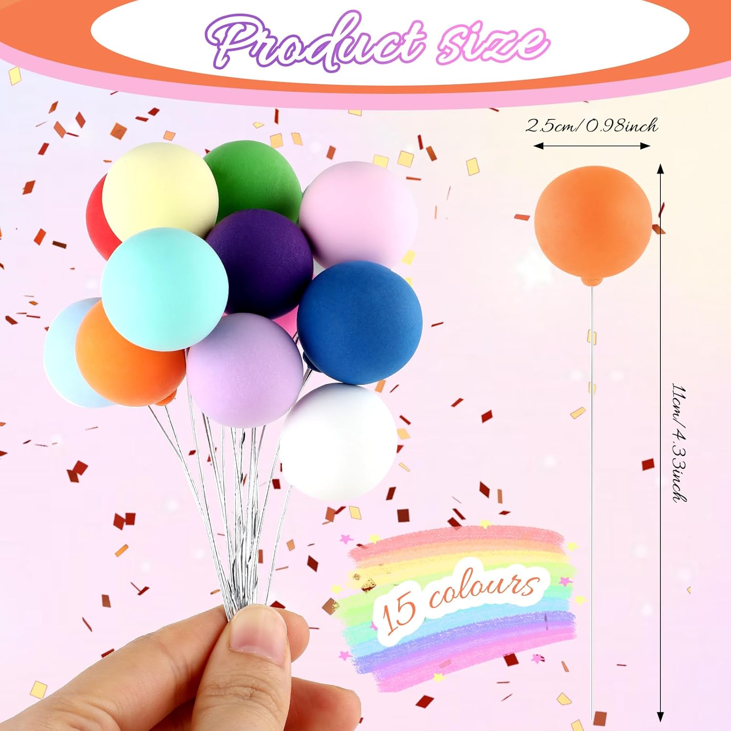 30 Stück Tortendeko Kugeln Bunte Kuchen Kugel Dekoration Regenbogen Mini Ballon Kuchenaufsätze Runde Ballon Cupcake Aufsätze Torten Deko für Geburtstagsfeier Hochzeit Jahrestag Babyparty