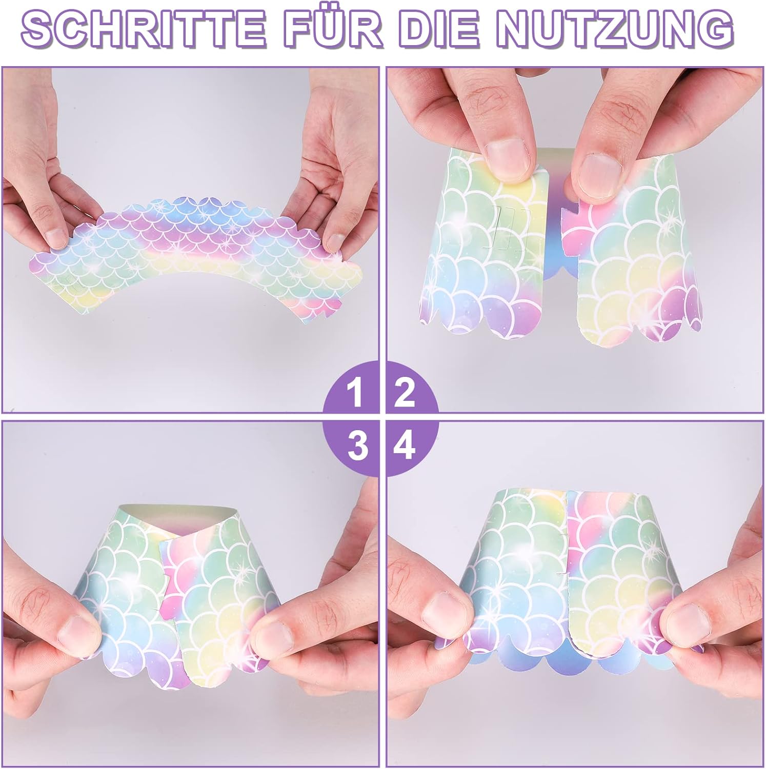 Meerjungfrau Tortendeko,48 Stück Mermaid Cake Toppers Kuchen Deko Kinder Frauen Geburtstag Deko für Cupcake Toppers Wrappers Meerjungfrau Thema Party Dekoration