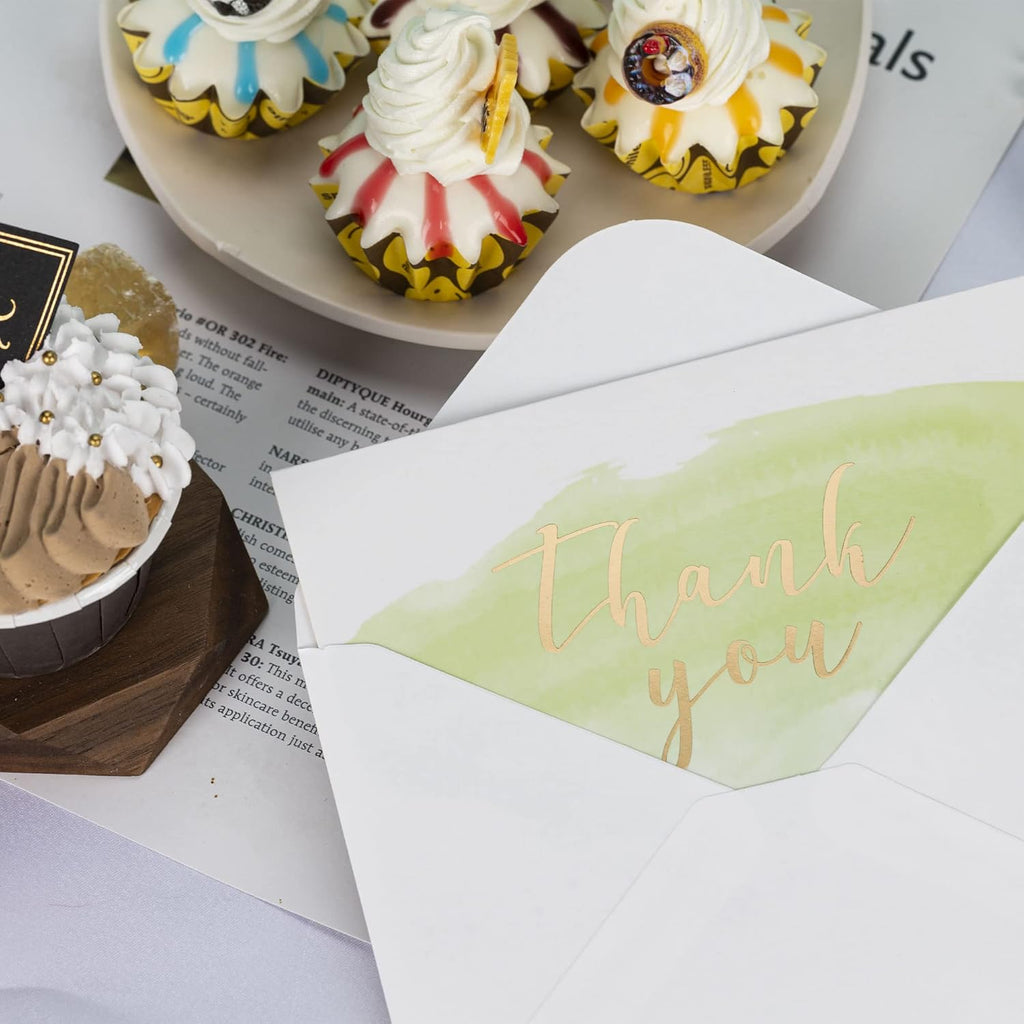 36 Stück Gold- und Aquarell-Dankeskarten mit 36 Umschlägen und Aufklebern, Babyparty, Dankeskarten, Hochzeit, Dankeskarten für Hochzeit, Babyparty, Brautparty