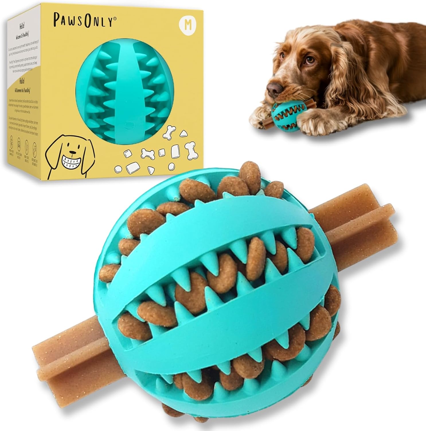 Futterball für Hunde | Hundespielzeug Intelligenz | Leckerli Ball | Denkspiele | Snackball Naturkautschuk | Beschäftigung Hund | Zahnball