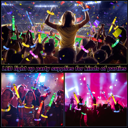 12 Stück Mitgebsel Kindergeburtstag 2022 LED Pop Tubes Fidget Toys Knicklichter Armbänder Party Deko Set Leuchtstäbe Buntes Festival Zubehör Sensorik Spielzeug Kleine Silvester Geschenke