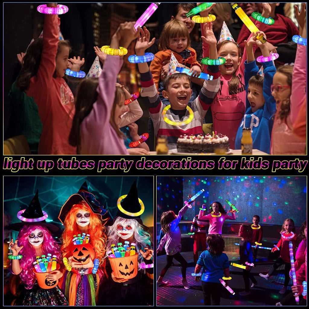 12 Stück Mitgebsel Kindergeburtstag 2022 LED Pop Tubes Fidget Toys Knicklichter Armbänder Party Deko Set Leuchtstäbe Buntes Festival Zubehör Sensorik Spielzeug Kleine Silvester Geschenke